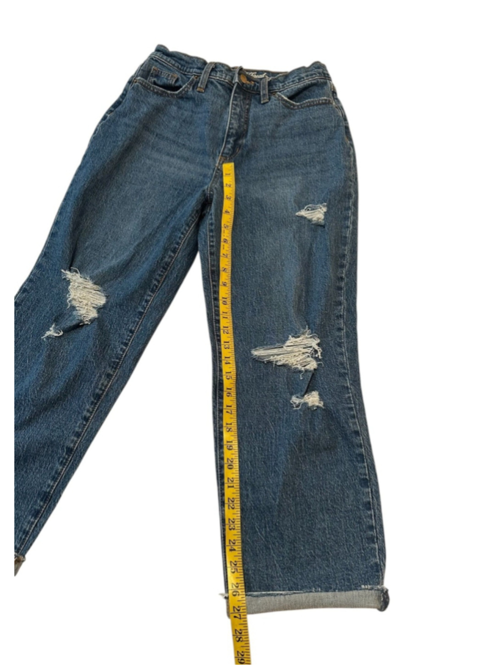 Universal Thread Straight Destructed Jeans Womens 6/28R Raw Hem Holes Distressed - Picture 15 of 16